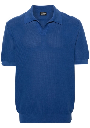 Zegna waffle-knit cotton polo shirt - Blue