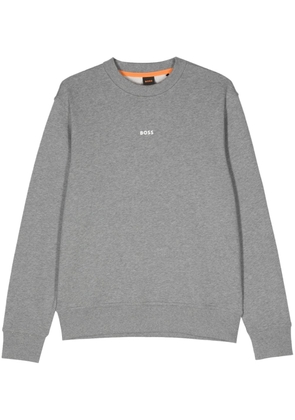 BOSS logo-rubberised cotton sweatshirt - Grey