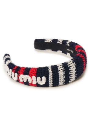 Miu Miu logo-appliqué crochet headand - Black