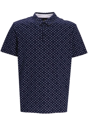 Armani Exchange geometric-pattern cotton polo shirt - Blue