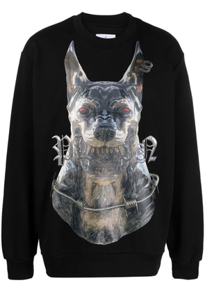 Philipp Plein dog-print cotton sweatshirt - Black