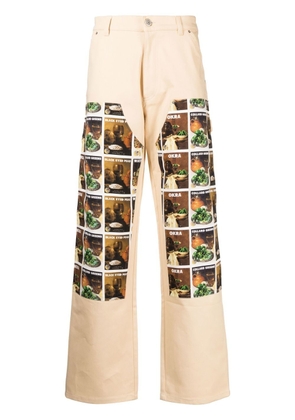 Denim Tears graphic print straight leg trousers - Neutrals