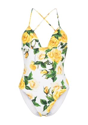 Dolce & Gabbana floral-print swimsuit - White