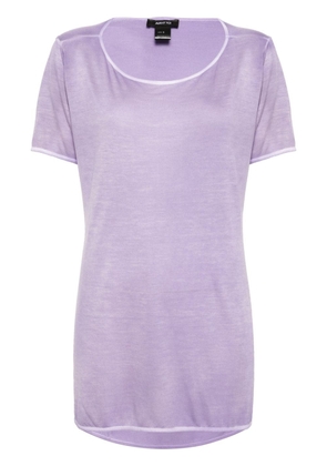 Avant Toi mélange-effect side-slit T-shirt - Purple