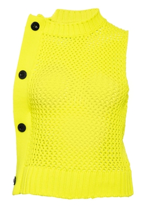 sacai asymmetric crochet-knit tank top - Yellow