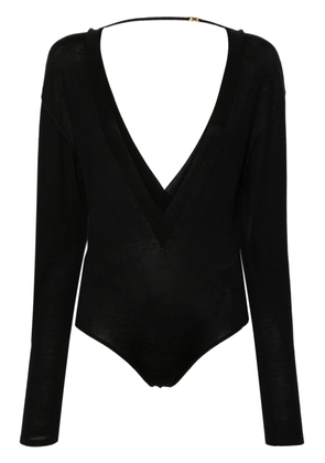 Saint Laurent V-neck fine-knit bodysuit - Black