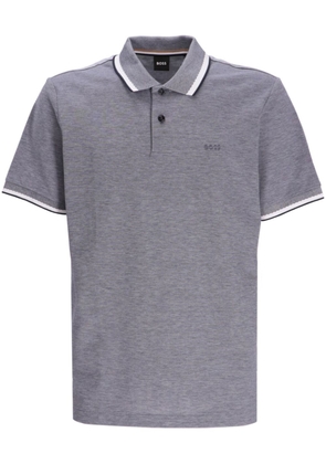 BOSS logo-embroidered cotton polo shirt - Grey