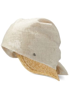 Maison Michel Bella sequin-embellished vizor hat - Neutrals