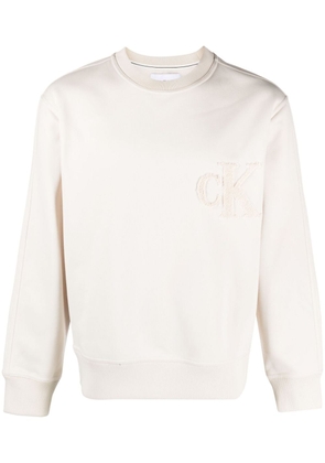 Calvin Klein Jeans logo-patch crew-neck sweatshirt - Neutrals