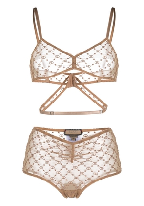 Gucci GG star tulle lingerie set - Neutrals