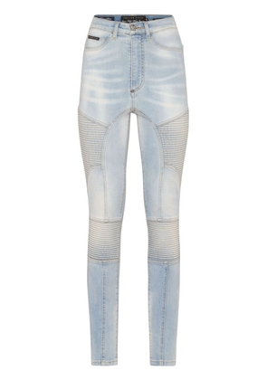 Philipp Plein ribbed-detailing skiny-cut jeans - Blue