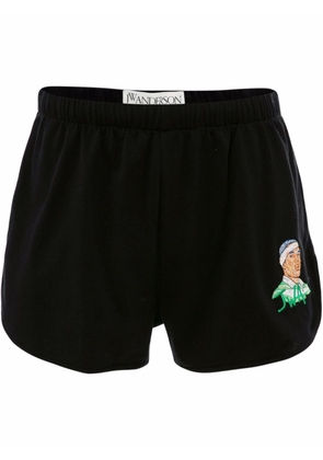 JW Anderson embroidered cotton running shorts - Black