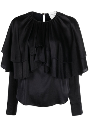 Forte Forte layered long-sleeve satin blouse - Black