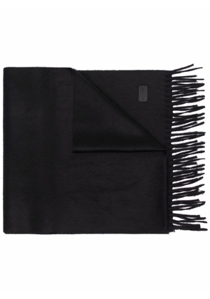 Saint Laurent logo-patch cashmere scarf - Black
