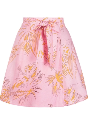 Palm Angels palm tree-print bow-detail A-Line skirt - Pink