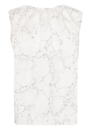 JNBY butterfly-print cotton top - White
