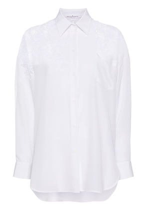 Ermanno Scervino floral-lace detail silk shirt - White