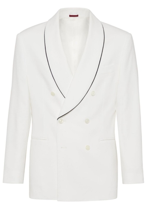 Brunello Cucinelli contrasting-trim cotton blazer - White