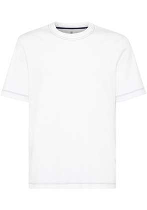 Brunello Cucinelli contrast-stitching cotton T-shirt - White