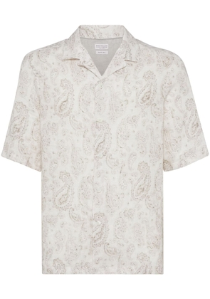 Brunello Cucinelli paisley-print linen shirt - Neutrals