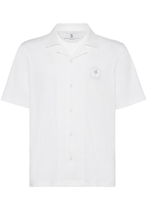Brunello Cucinelli logo-print cotton shirt - White