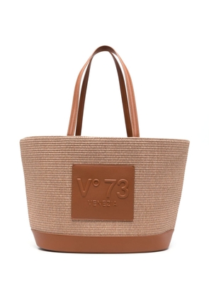 V°73 logo-patch tote bag - Brown