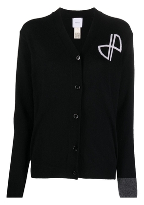 Patou logo-intarsia wool-cashmere cardigan - Black