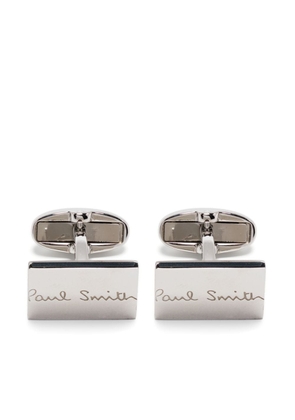 Paul Smith logo-engraved polished-finish cufflinks - Silver