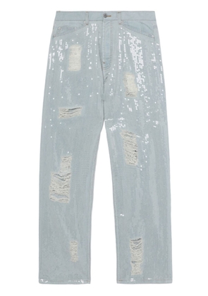 Palm Angels sequin-embellished ripped jeans - Blue