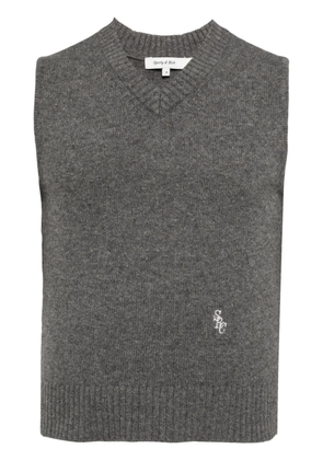 Sporty & Rich logo-embroidered cashmere vest - Grey