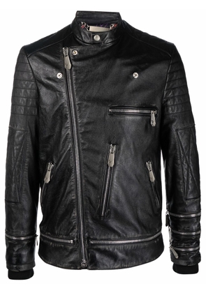 Philipp Plein Iconic Plein leather biker jacket - Black
