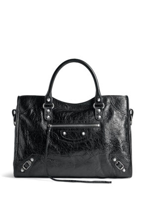 Balenciaga medium Le City textured-leather tote bag - Black