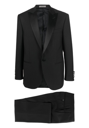 Corneliani peak lapel single-breasted virgin-wool suit - Black