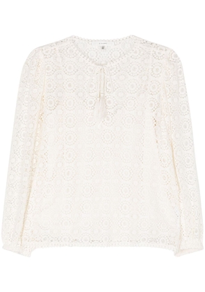 FRAME tassel-detail guipure-lace blouse - Neutrals
