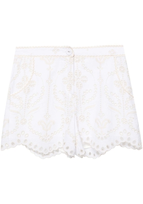 Charo Ruiz Ibiza Mason embroidery shorts - White