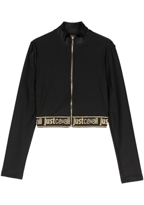 Just Cavalli metallic-threading zip-up sweatshirt - Black