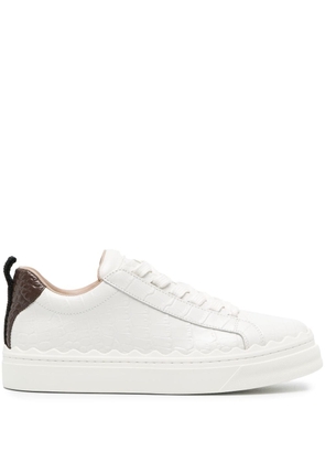 Chloé Lauren crocodile-embossed leather sneakers - White