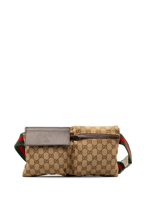 Gucci Pre-Owned 2000-2015 GG Canvas Web Double Pocket belt bag - Brown
