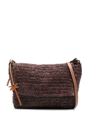 Manebi leather-trim raffia shoulder bag - Brown
