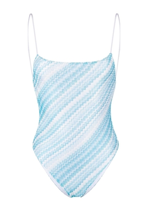 Missoni zigzag-woven square-neck swimsuit - Blue