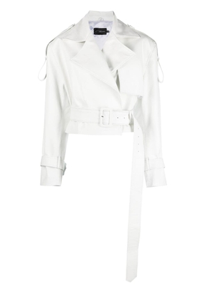 Manokhi cropped leather jacket - White
