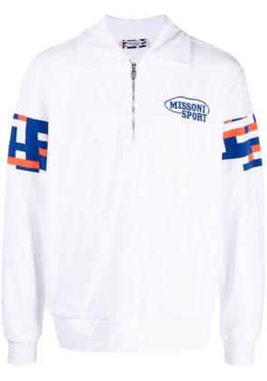 Missoni logo-embroidered half-zip sweatshirt - White