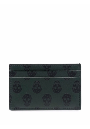 Alexander McQueen signature-skull leather card wallet - Green