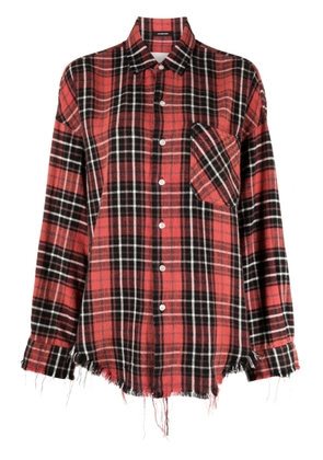 R13 frayed plaid-check cotton shirt - Red