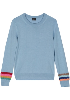 PS Paul Smith stripe-detail fine-ribbed wool jumper - Blue
