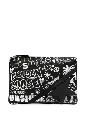 Golden Goose graffiti-print clutch bag - Black