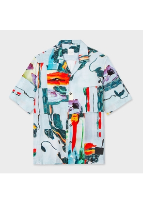 Paul Smith Tailored-Fit Sky Blue 'Glitch Floral' Shirt