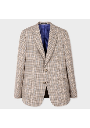Paul Smith Tailored-Fit Ecru Check Wool-Silk Buggy Lined Blazer Pink