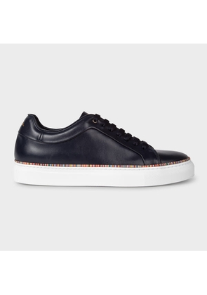 Paul Smith Navy Leather 'Basso' Trainers With 'Signature Stripe' Piping Blue