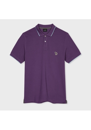 PS Paul Smith Slim-Fit Purple Zebra Logo Polo Shirt With Light Blue Tipping